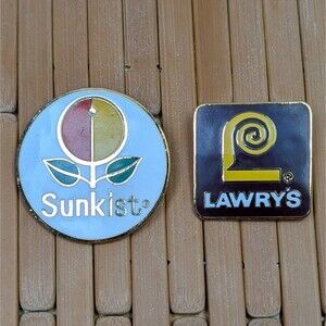 Disneyland 1980's Sunkist Citrus House & Lawry's Casa Mexicana Sponsor Pins